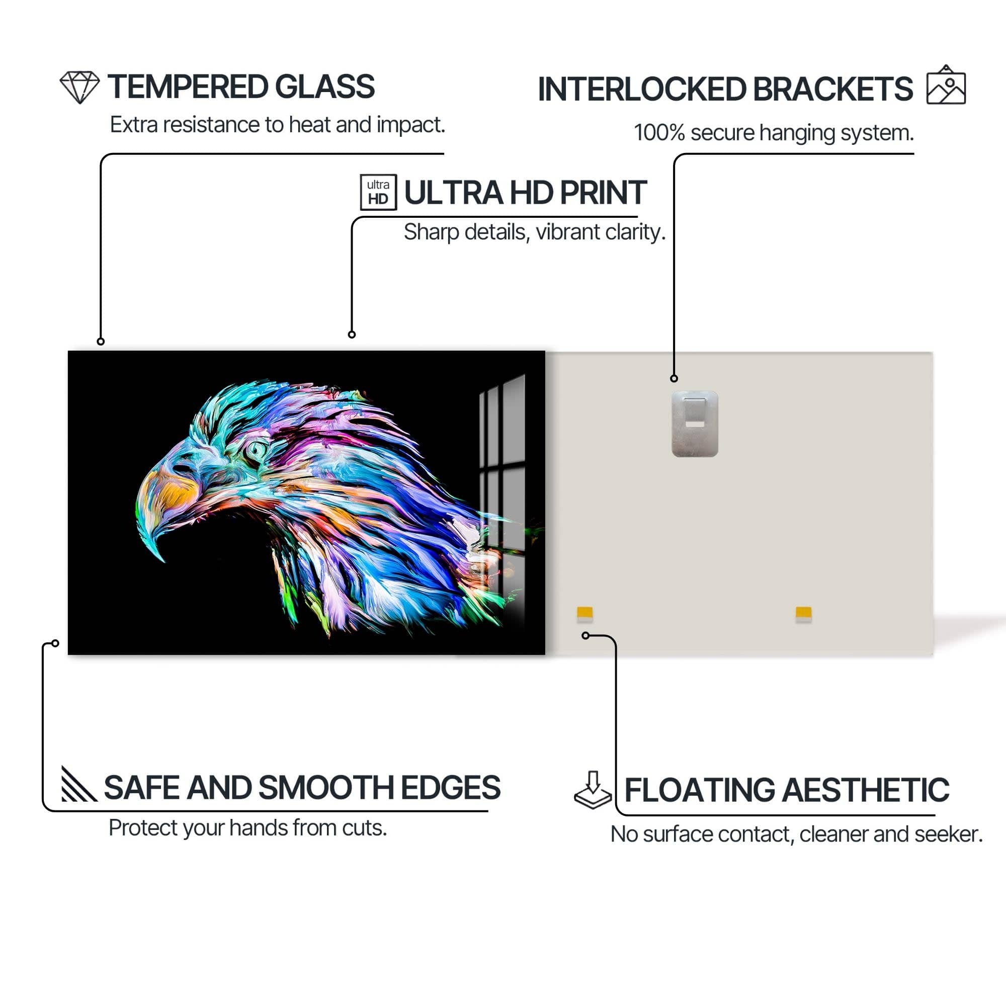 Artronauts Glass Print Colour Splash Eagle Portrait – Animal Tempered Glass Wall Art