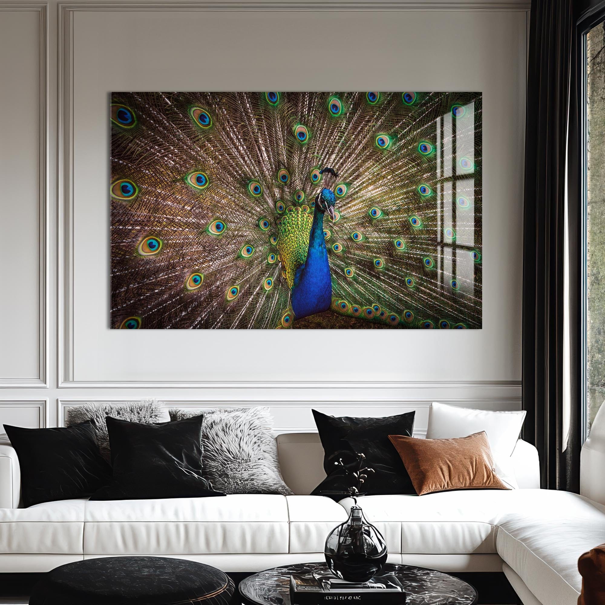 Artronauts Glass Print Majestic Peacock Display – Animal Tempered Glass Wall Art