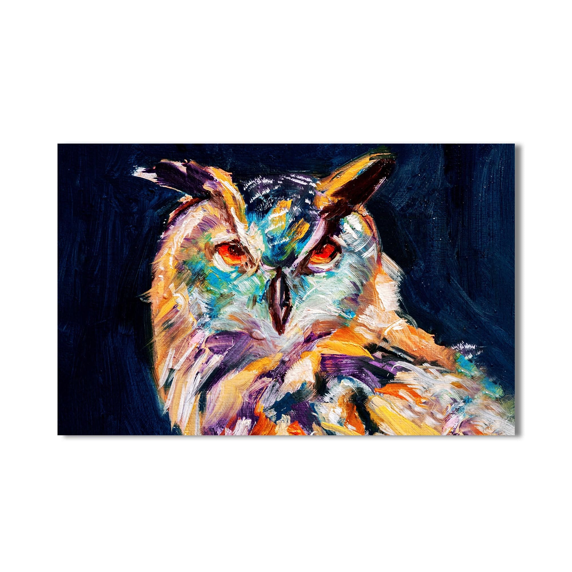 Artronauts Glass Print Vivid Owl Expression – Animal Tempered Glass Wall Art