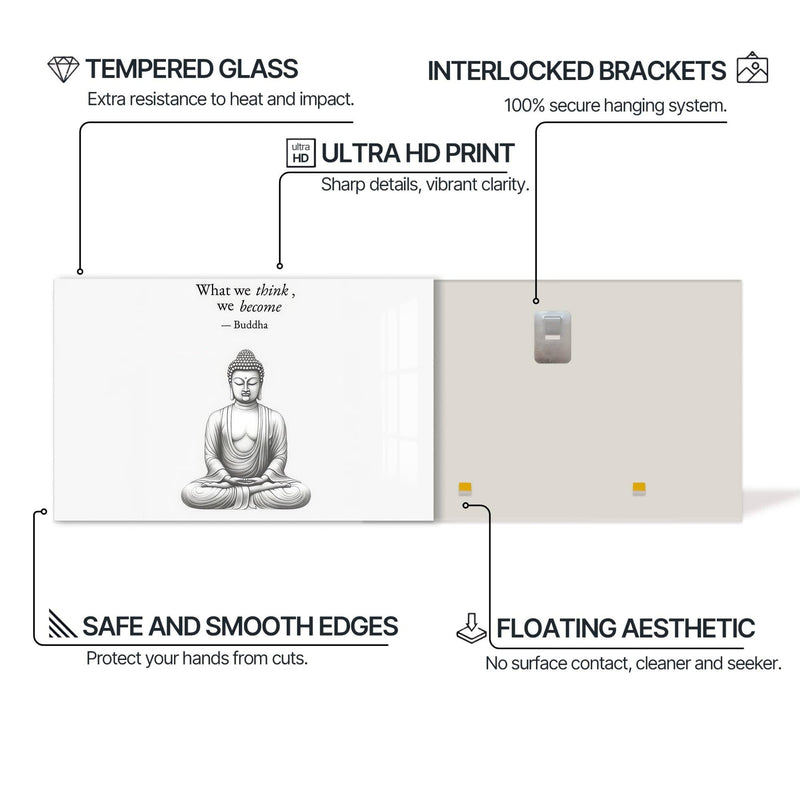 Artronauts Glass Print Mindful Silence- Buddhism Tempered Glass Wall Art
