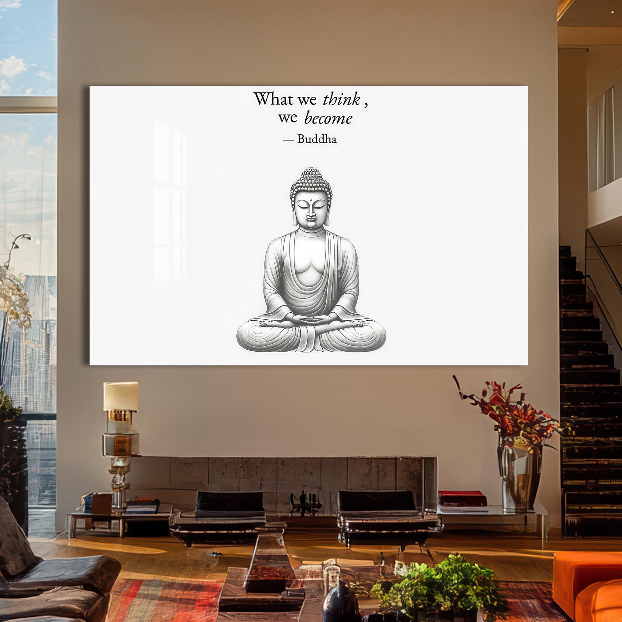 Artronauts Glass Print Mindful Silence- Buddhism Tempered Glass Wall Art