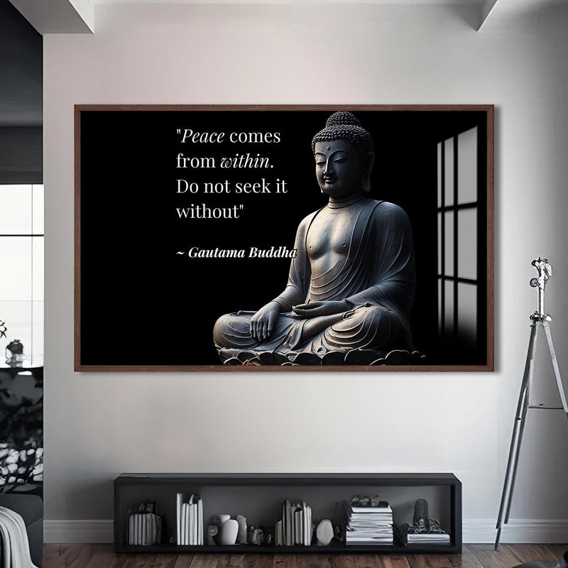Artronauts Glass Print S | 72x46 cm | 28.3"x18.1" / Walnut Inner Peace- Buddhism Tempered Glass Wall Art