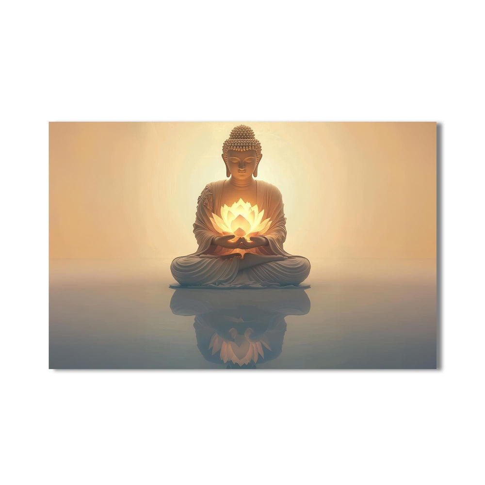 Artronauts Glass Print Lotus Reflection- Buddhism Tempered Glass Wall Art
