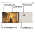 Artronauts Glass Print Golden Awakening- Buddhism Tempered Glass Wall Art
