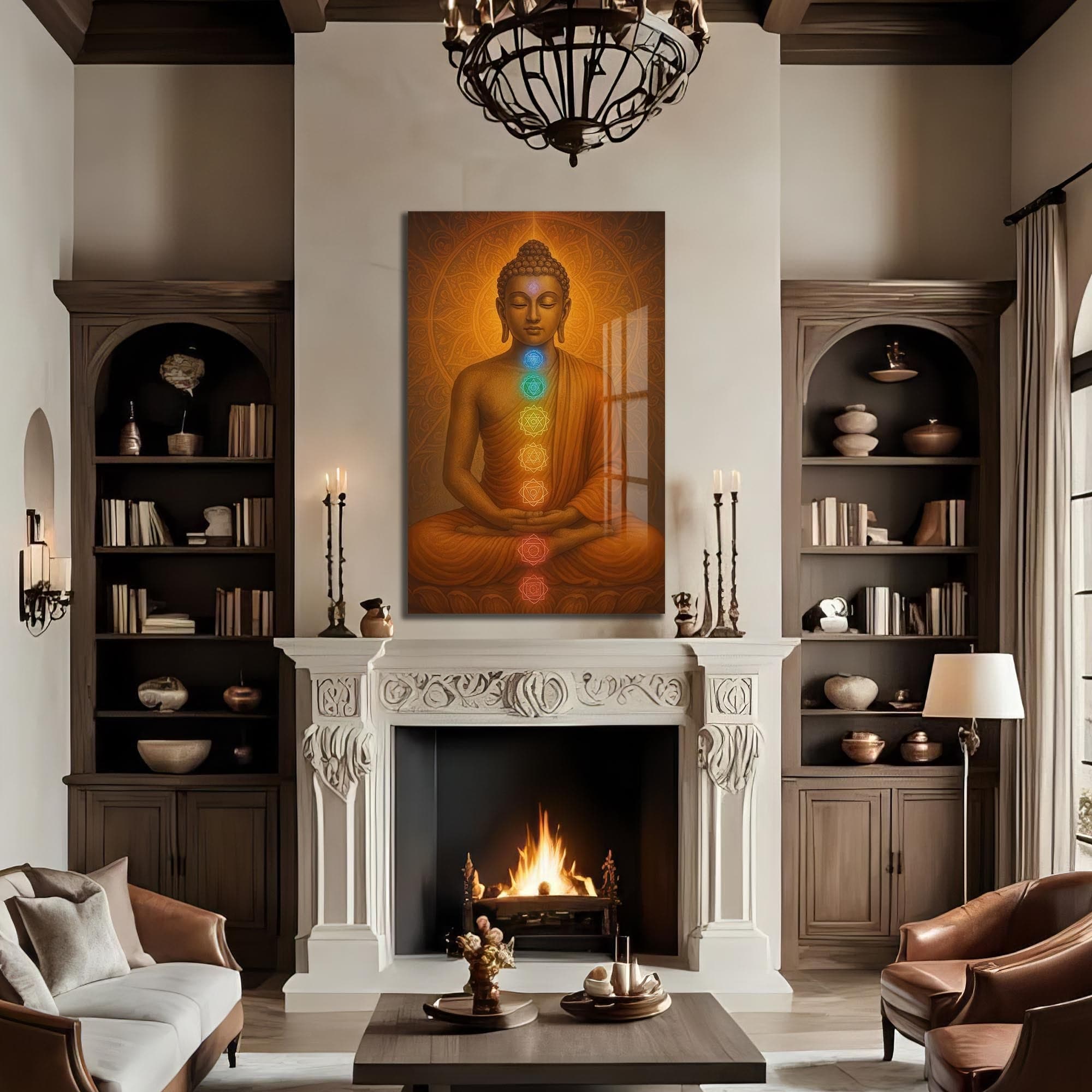 Artronauts Glass Print Inner Chakras-  Buddhism Tempered Glass Wall Art