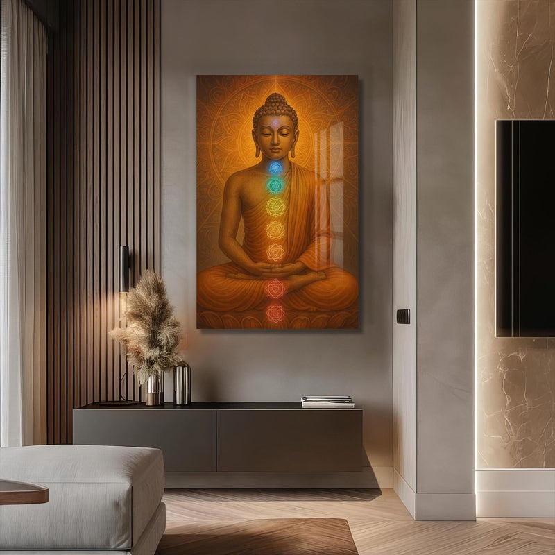 Artronauts Glass Print Inner Chakras-  Buddhism Tempered Glass Wall Art
