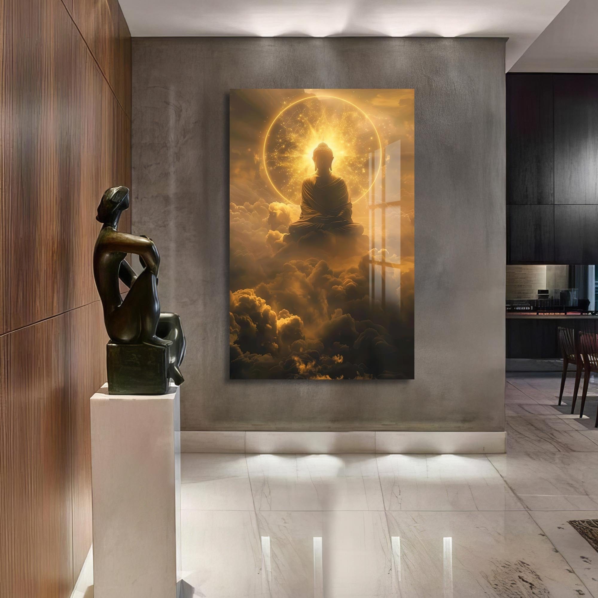 Artronauts Glass Print Golden Nirvana- Buddhism Tempered Glass Wall Art