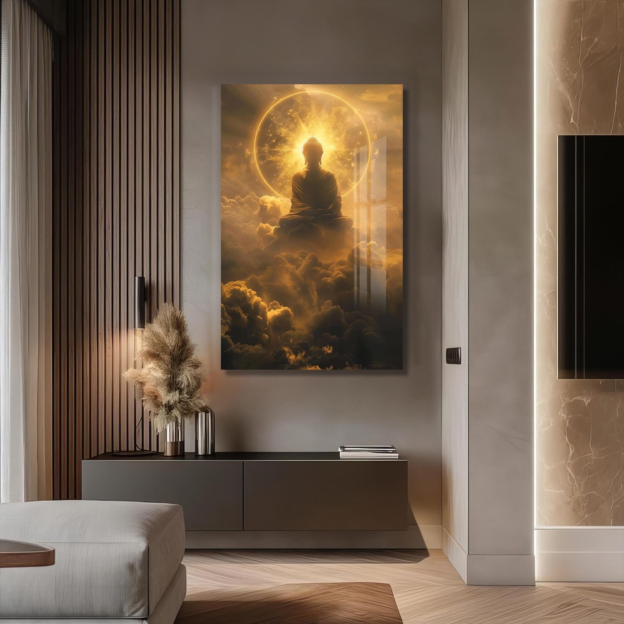 Artronauts Glass Print Golden Nirvana- Buddhism Tempered Glass Wall Art