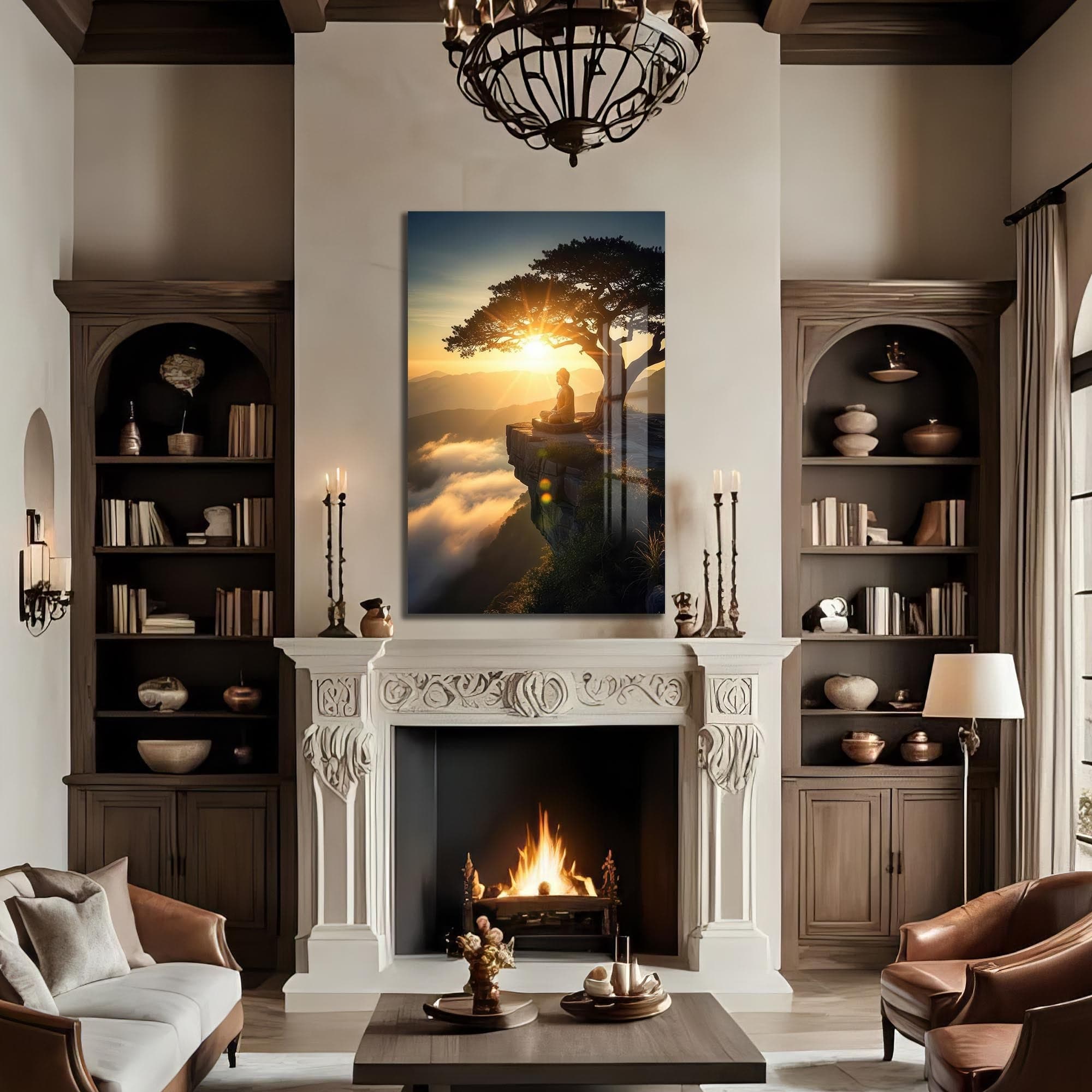 Artronauts Glass Print Edge of Stillness- Buddhism Tempered Glass Wall Art