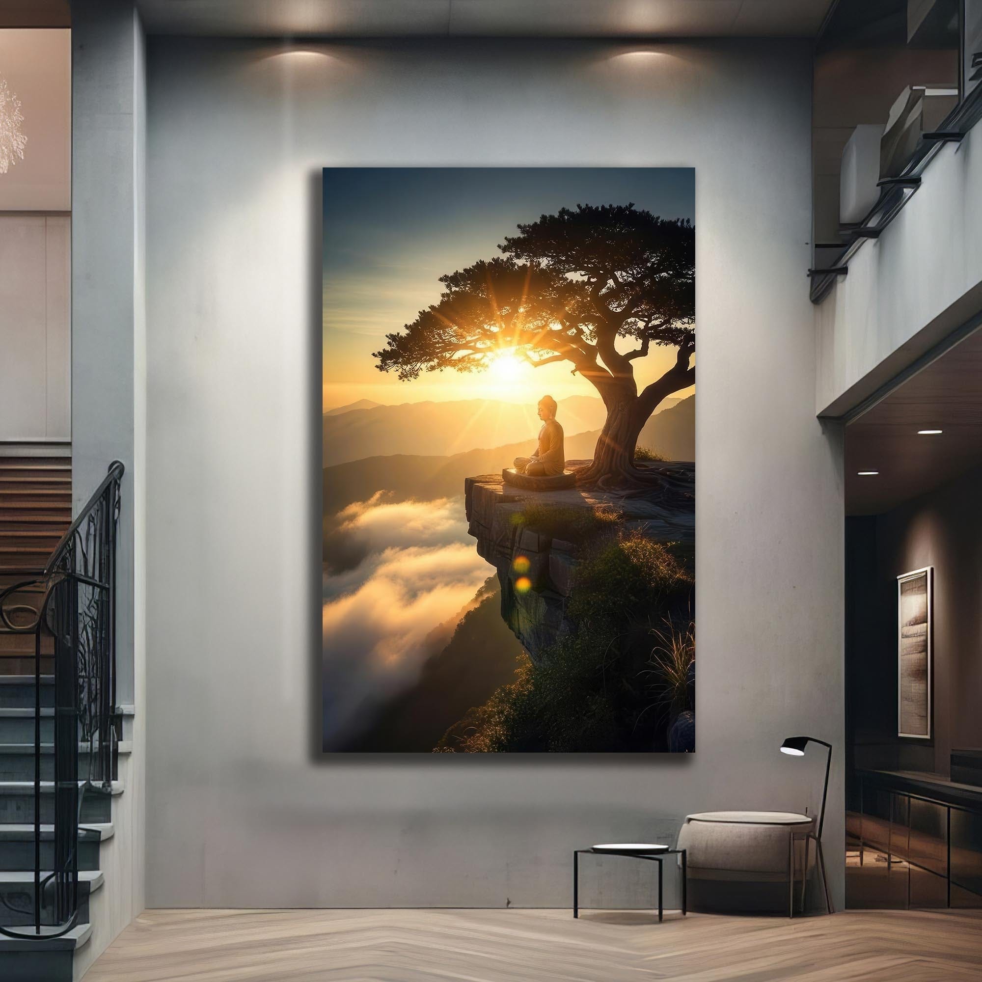 Artronauts Glass Print Edge of Stillness- Buddhism Tempered Glass Wall Art