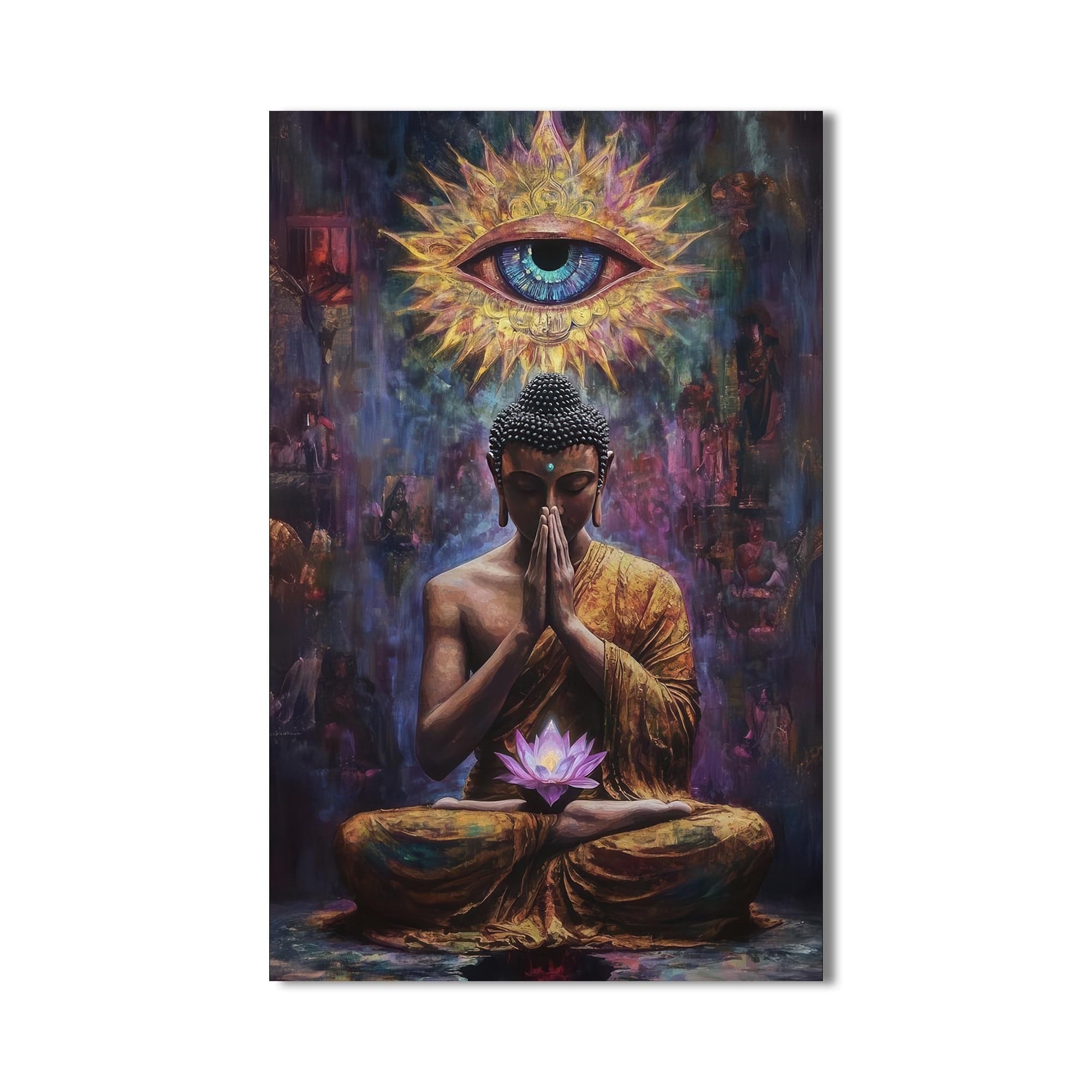 Artronauts Glass Print Lotus Prayer- Buddhism Tempered Glass Wall Art