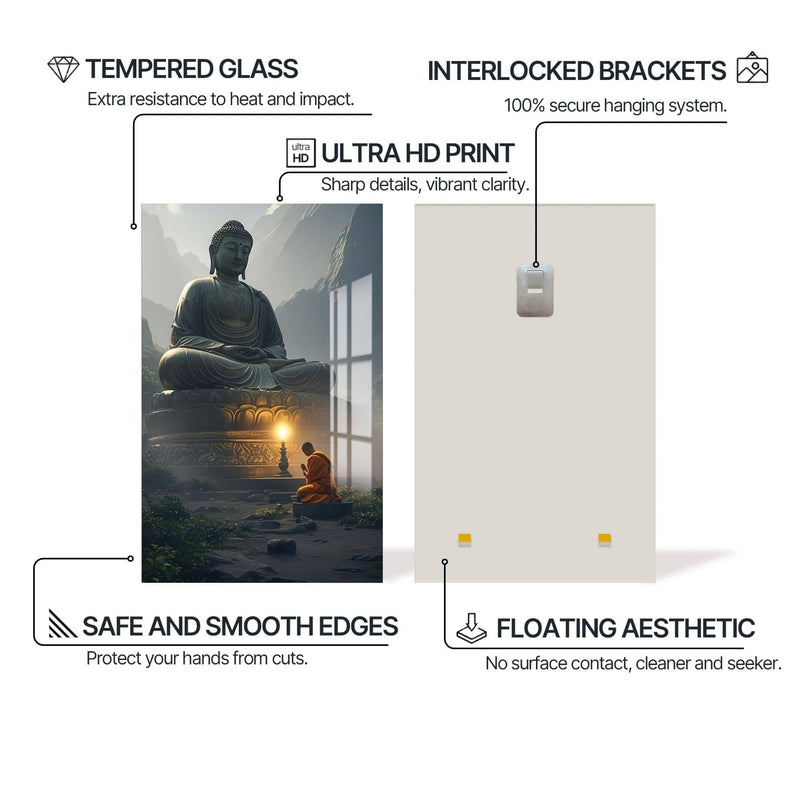 Artronauts Glass Print Temple of Light- Buddhism Tempered Glass Wall Art