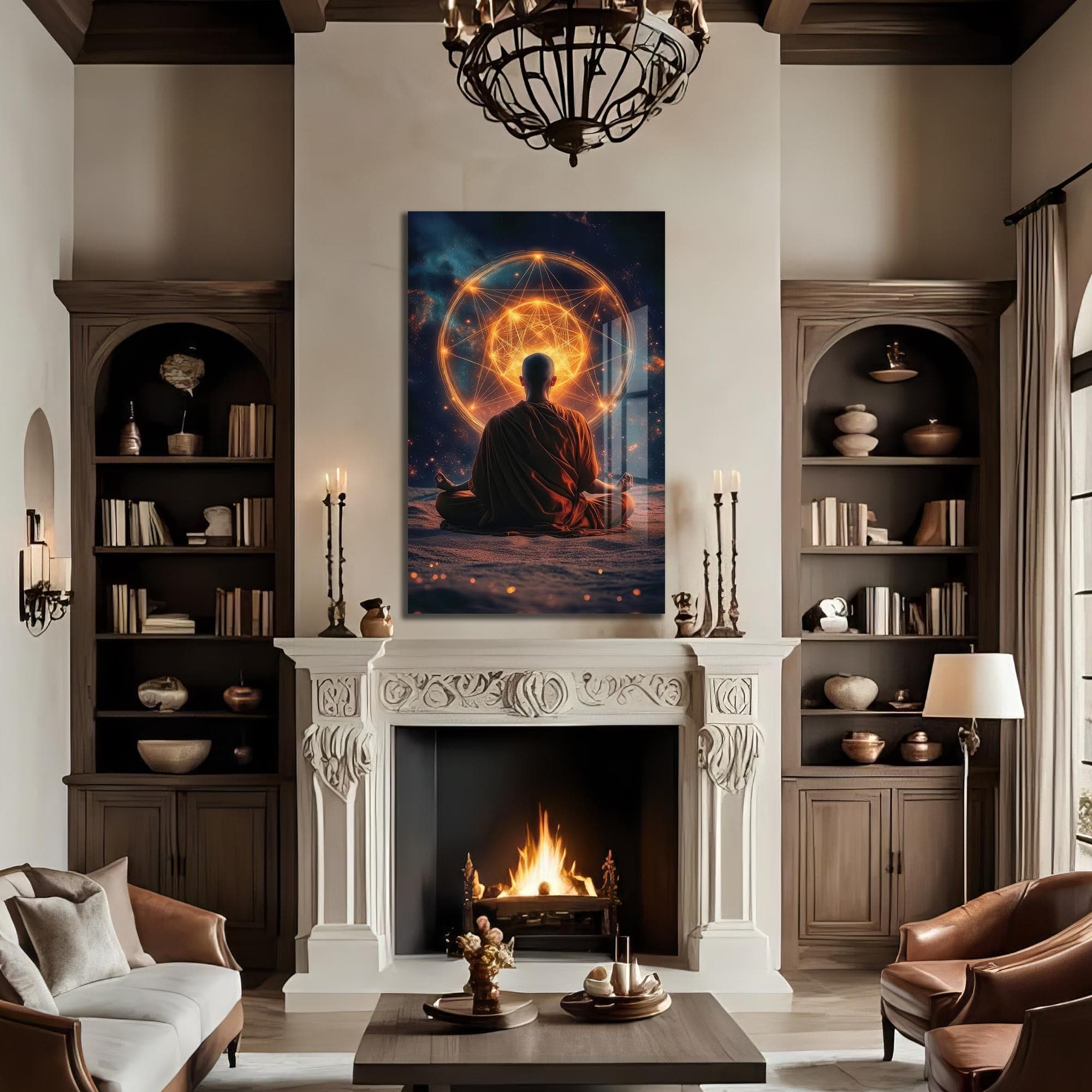 Artronauts Glass Print Sacred Geometry Mind- Buddhism Tempered Glass Wall Art