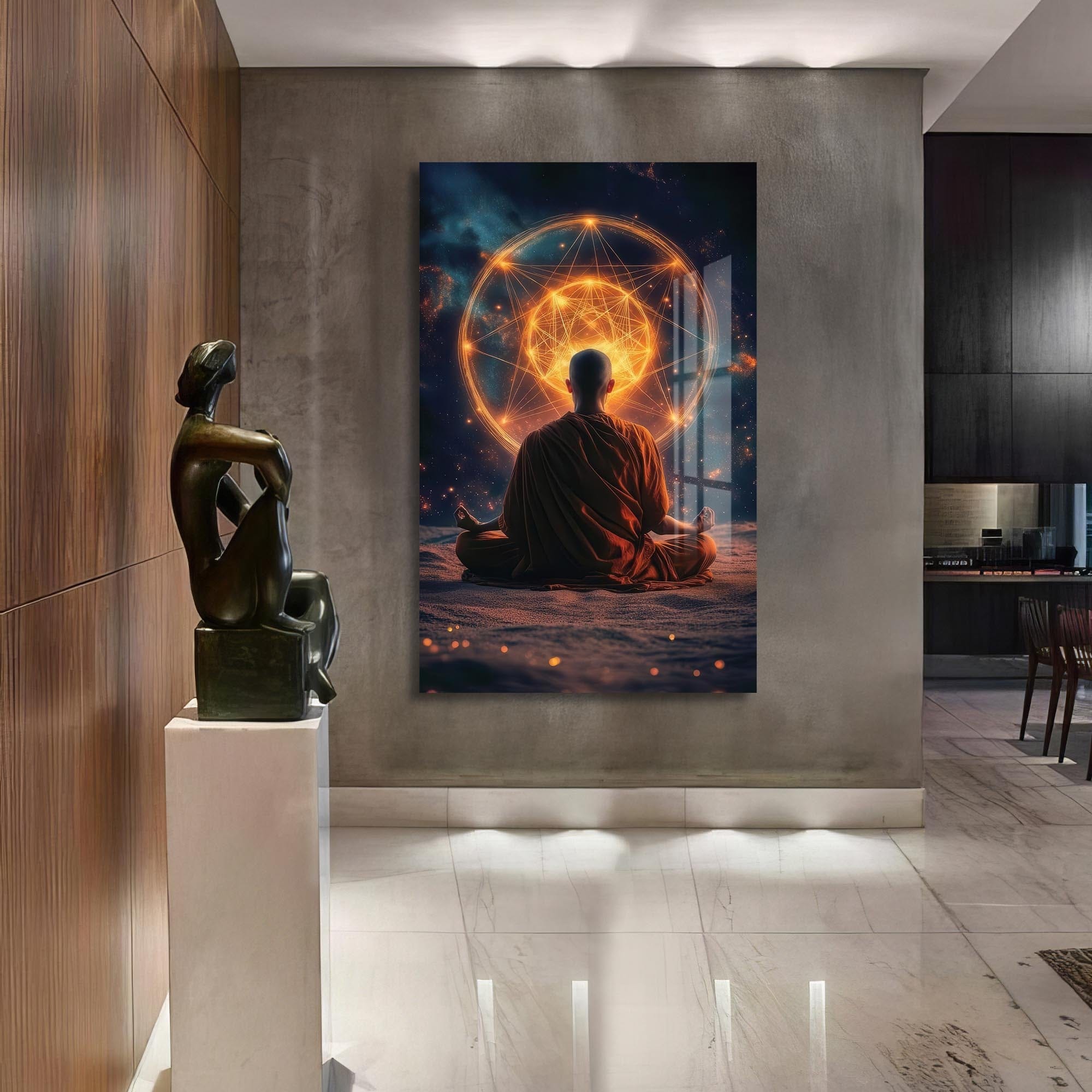 Artronauts Glass Print Sacred Geometry Mind- Buddhism Tempered Glass Wall Art
