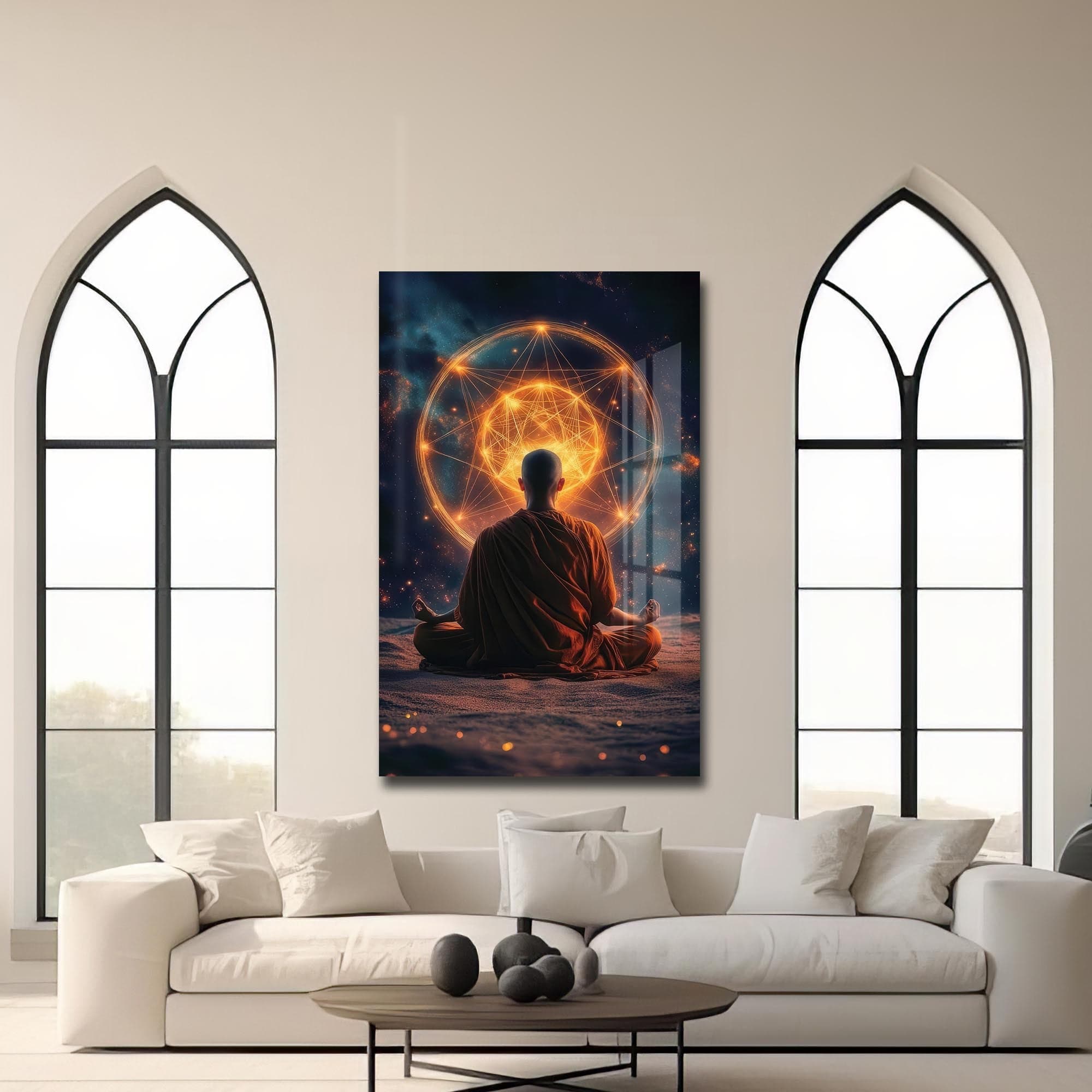 Artronauts Glass Print Sacred Geometry Mind- Buddhism Tempered Glass Wall Art