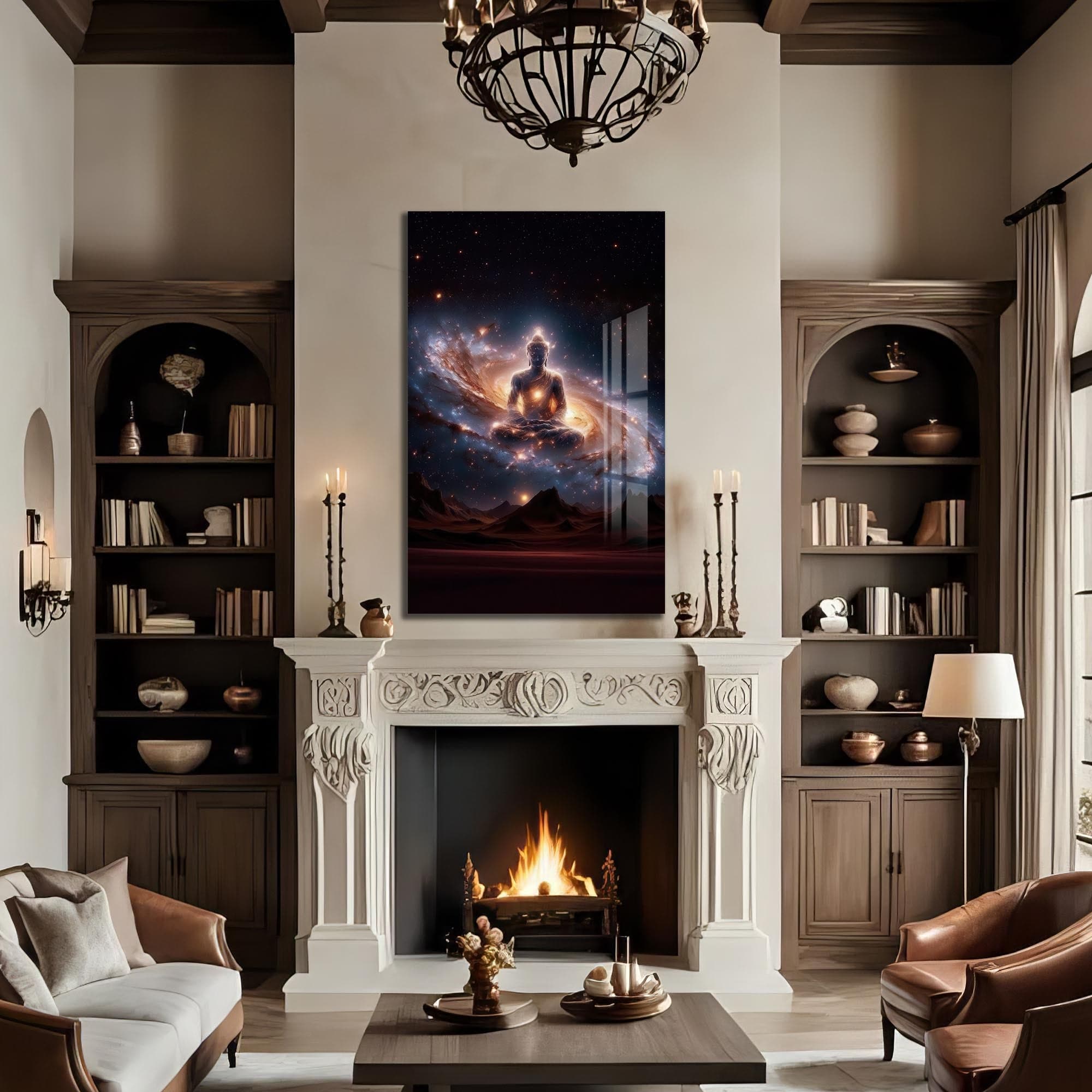 Artronauts Glass Print Cosmic Buddha- Buddhism Tempered Glass Wall Art