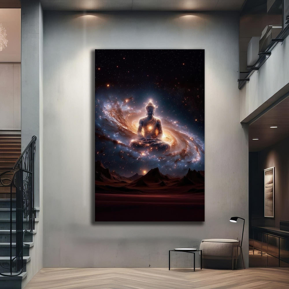 Artronauts Glass Print Cosmic Buddha- Buddhism Tempered Glass Wall Art