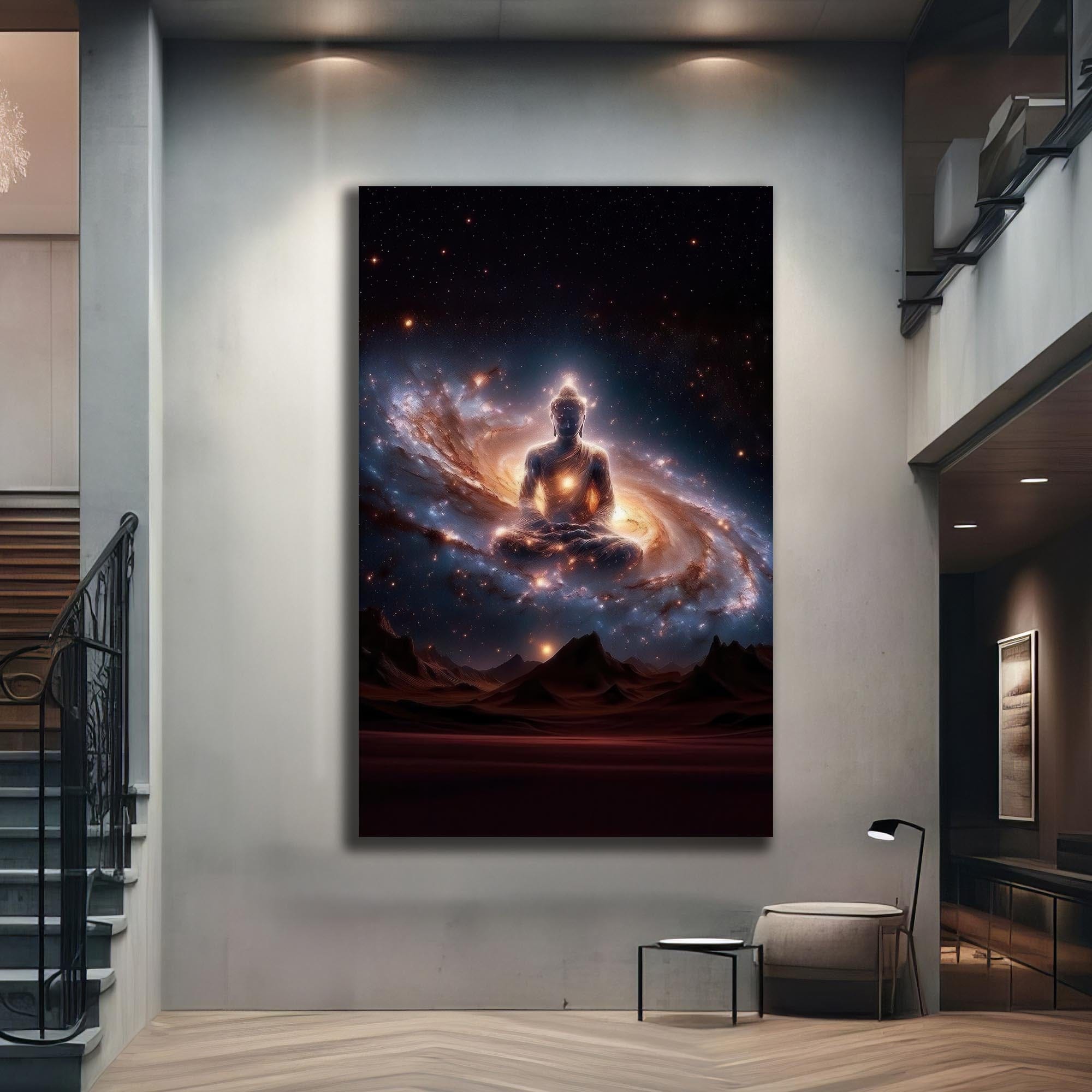 Artronauts Glass Print Cosmic Buddha- Buddhism Tempered Glass Wall Art