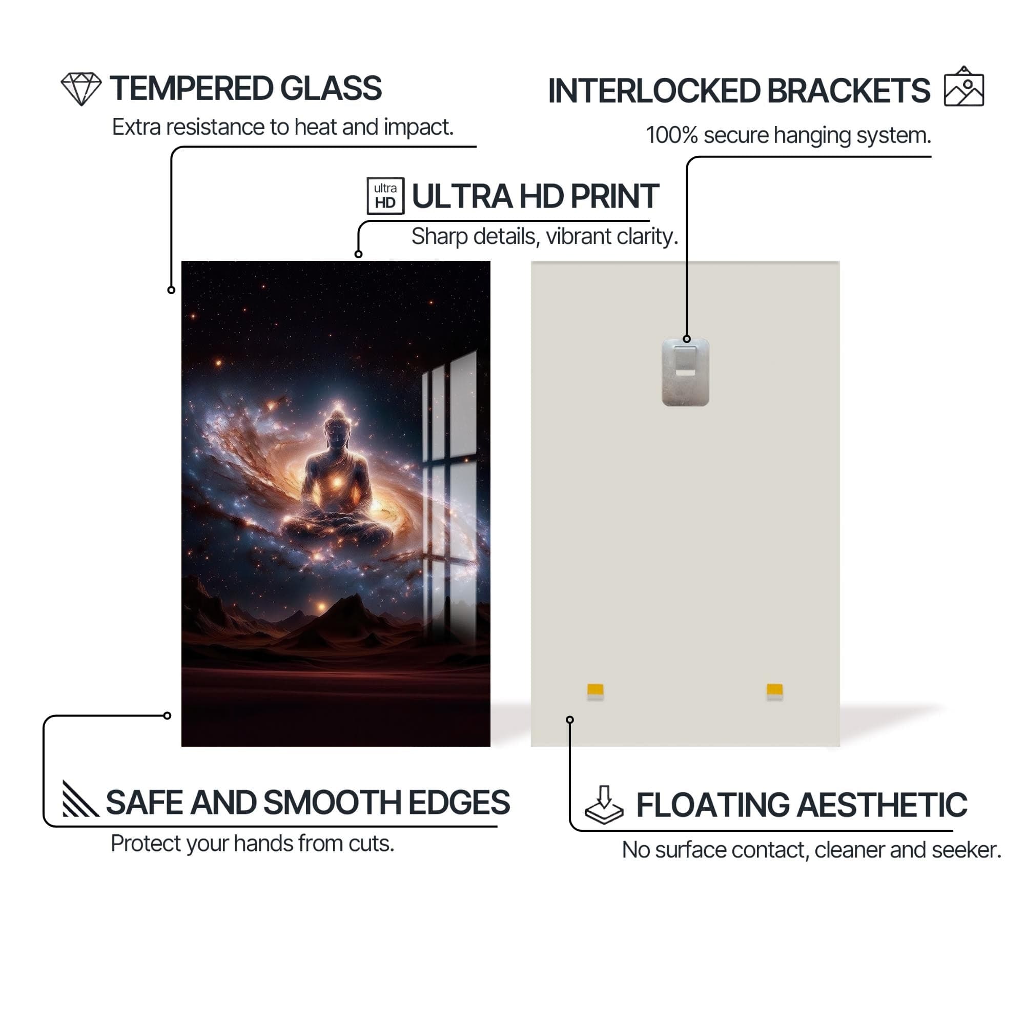 Artronauts Glass Print Cosmic Buddha- Buddhism Tempered Glass Wall Art