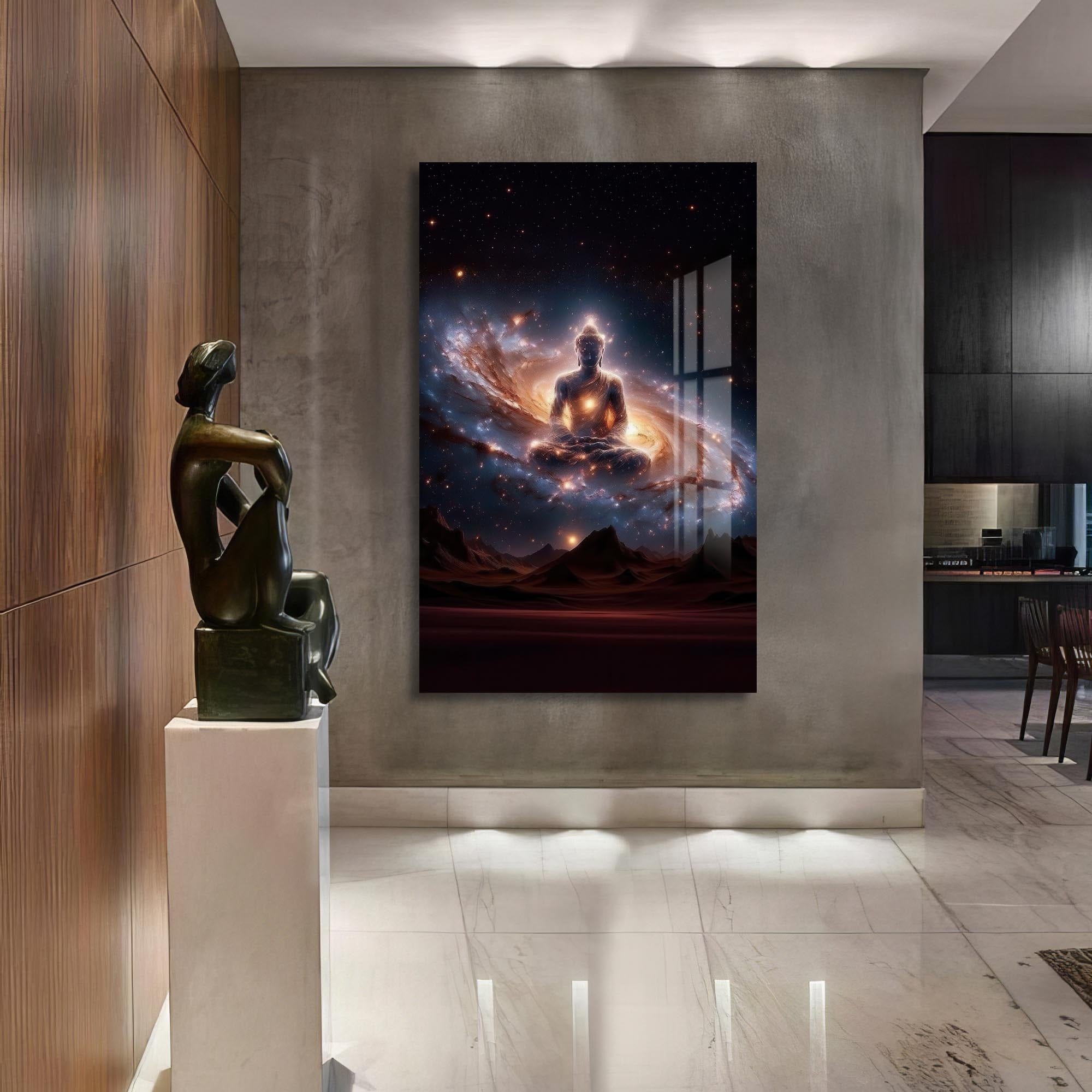Artronauts Glass Print Cosmic Buddha- Buddhism Tempered Glass Wall Art