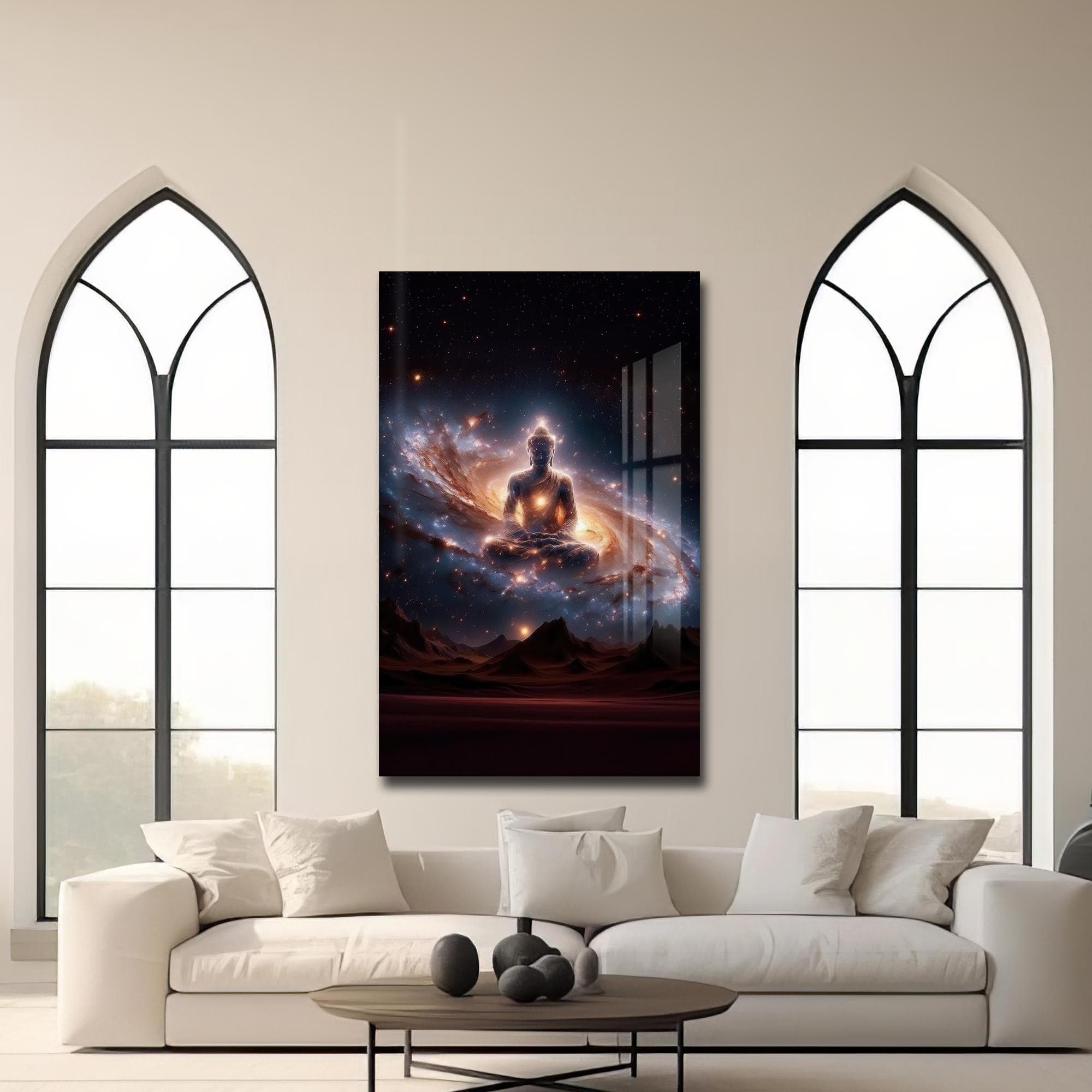 Artronauts Glass Print Cosmic Buddha- Buddhism Tempered Glass Wall Art
