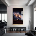 Artronauts Glass Print S | 72x46 cm | 28.3"x18.1" / Gold Cosmic Buddha- Buddhism Tempered Glass Wall Art
