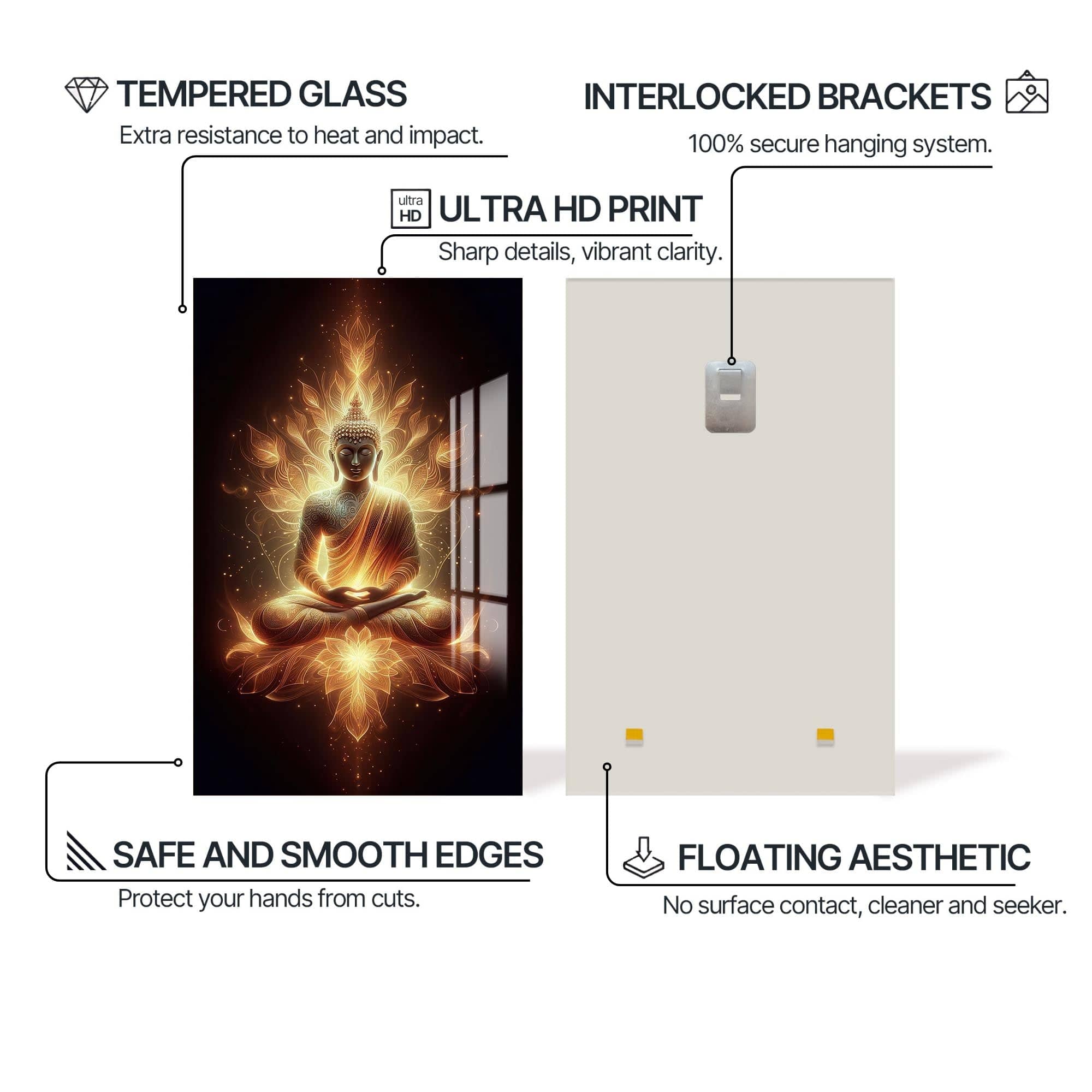 Artronauts Glass Print Lotus of Enlightenment- Buddhism Tempered Glass Wall Art