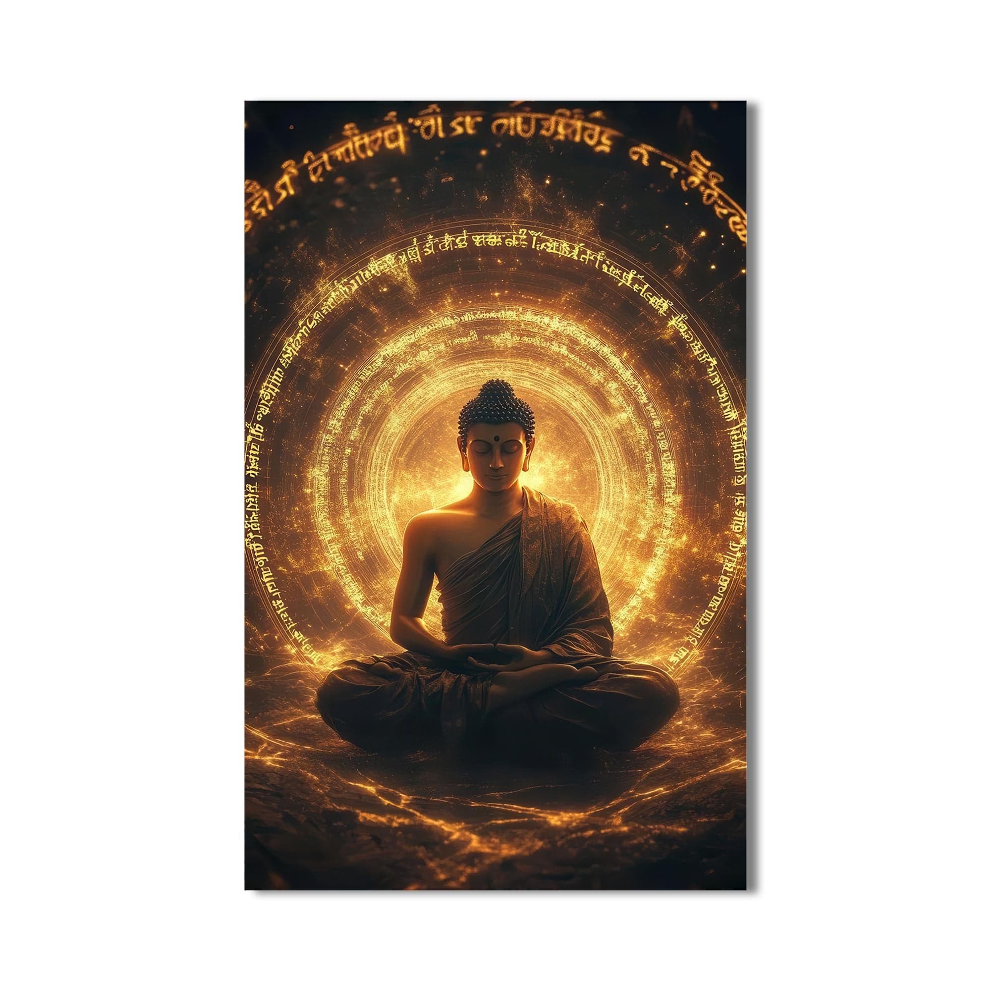 Artronauts Glass Print Golden Sutra-  Buddhism Tempered Glass Wall Art