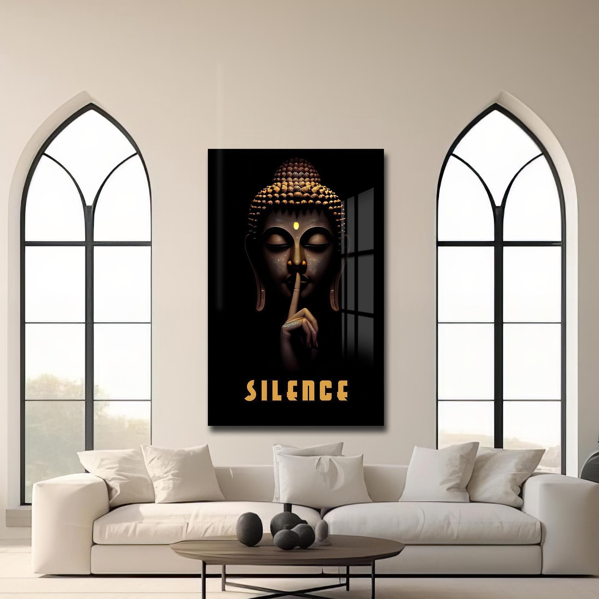 Artronauts Glass Print Whisper of Silence- Buddhism Tempered Glass Wall Art