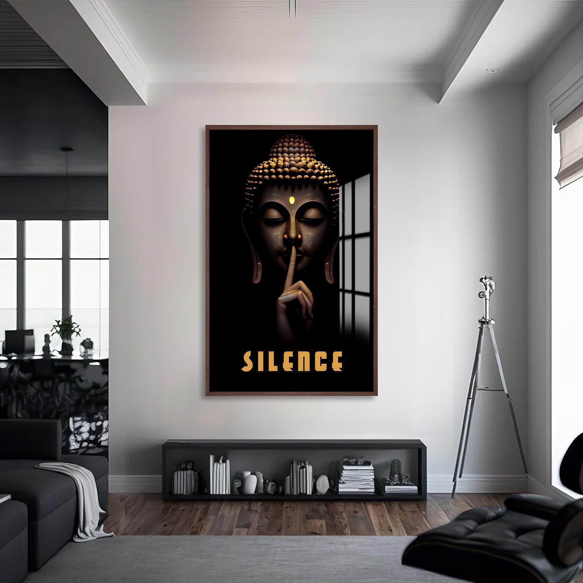 Artronauts Glass Print S | 72x46 cm | 28.3"x18.1" / Walnut Whisper of Silence- Buddhism Tempered Glass Wall Art