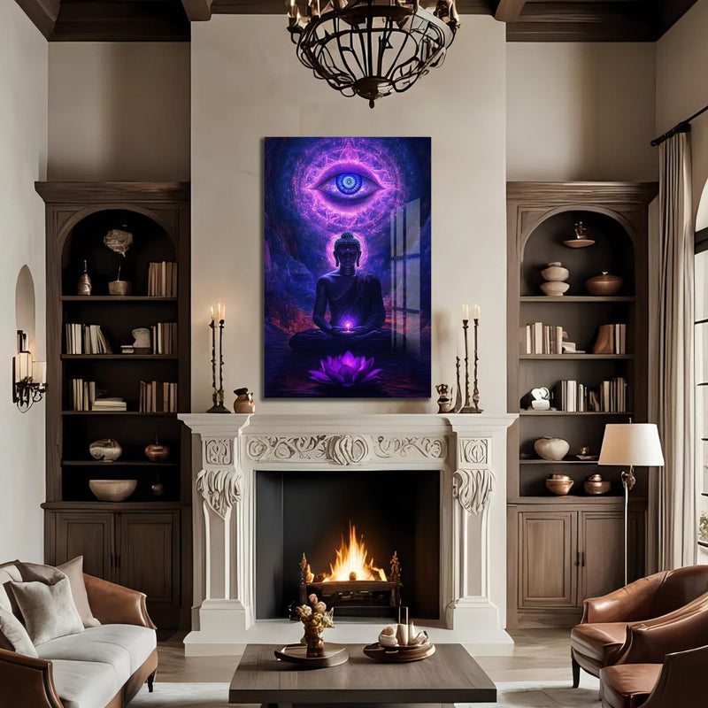 Artronauts Glass Print Third Eye Stillness- Buddhism Tempered Glass Wall Art