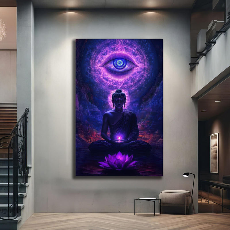 Artronauts Glass Print Third Eye Stillness- Buddhism Tempered Glass Wall Art