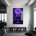 Artronauts Glass Print S | 72x46 cm | 28.3"x18.1" / White Third Eye Awakening- Buddhism Tempered Glass Wall Art