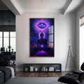 Artronauts Glass Print S | 72x46 cm | 28.3"x18.1" / Walnut Third Eye Stillness- Buddhism Tempered Glass Wall Art