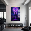 Artronauts Glass Print S | 72x46 cm | 28.3"x18.1" / Gold Third Eye Stillness- Buddhism Tempered Glass Wall Art