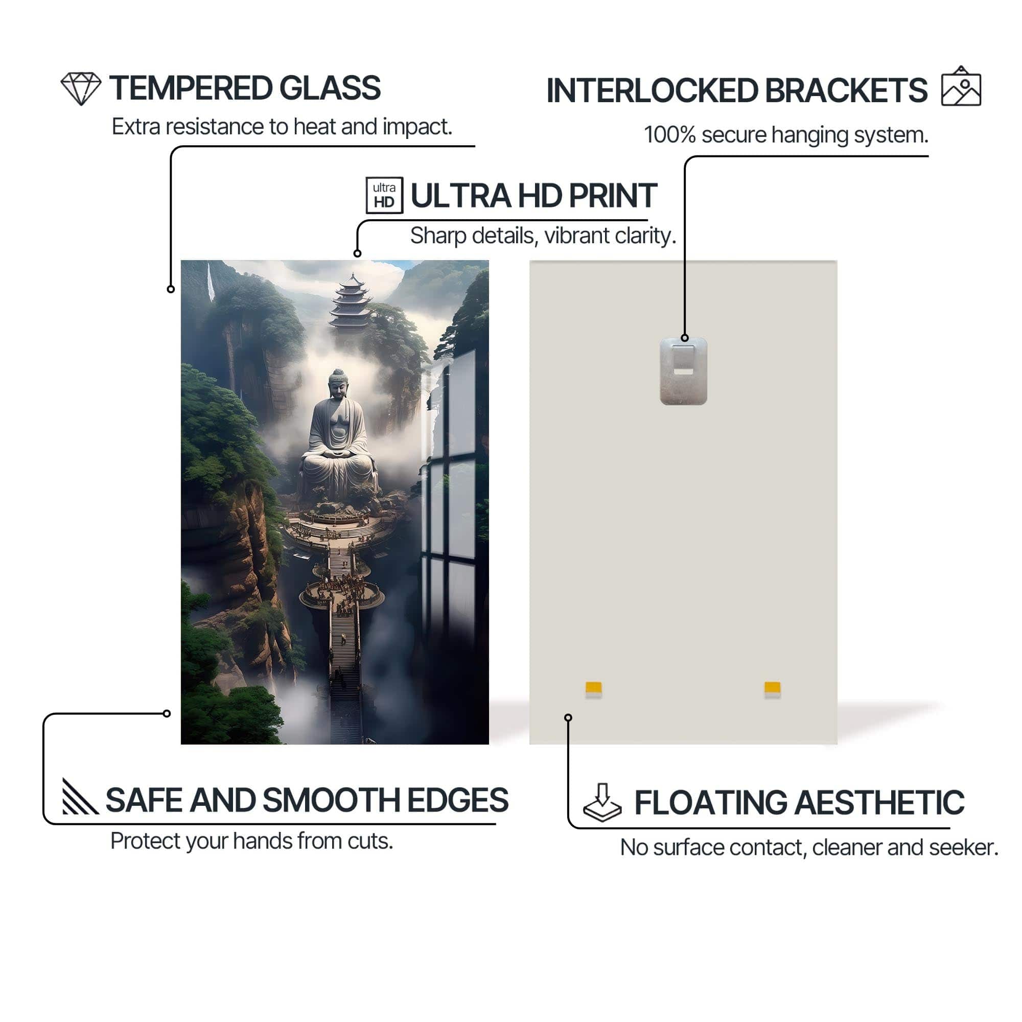 Artronauts Glass Print Path to Awakening- Buddhism Tempered Glass Wall Art