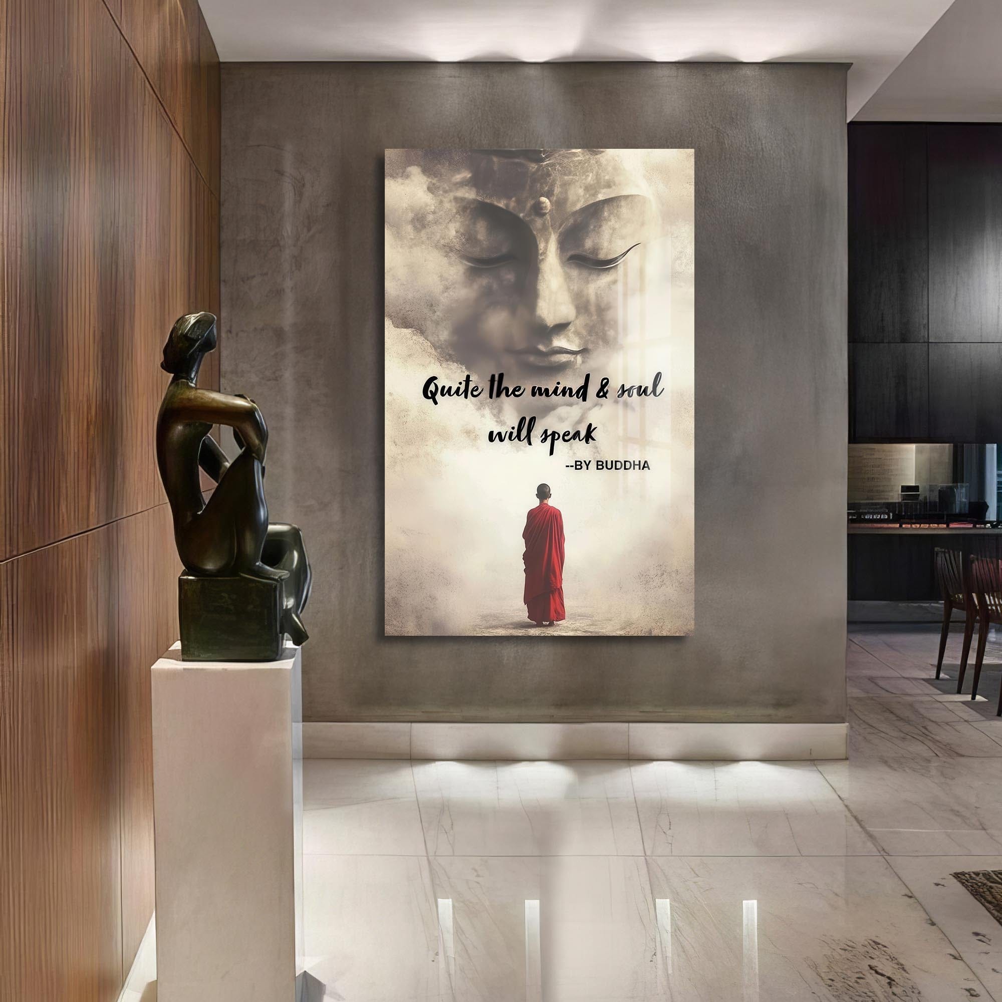 Artronauts Glass Print Silence Speaks- Buddhism Tempered Glass Wall Art
