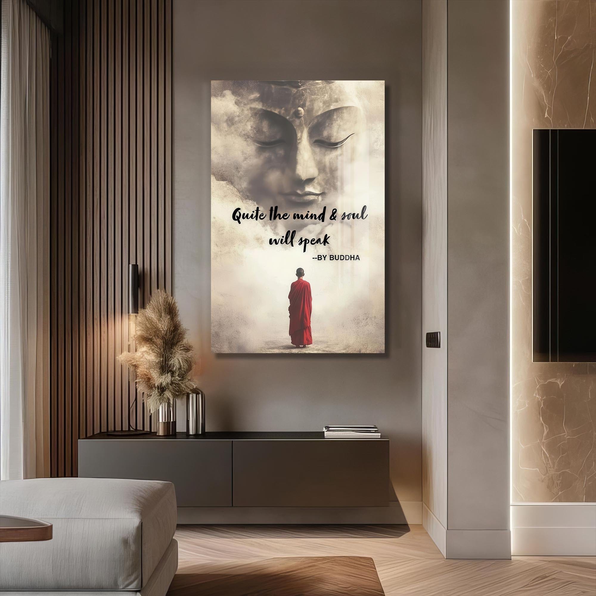 Artronauts Glass Print Silence Speaks- Buddhism Tempered Glass Wall Art