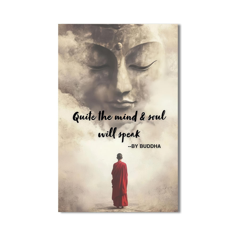 Artronauts Glass Print Silence Speaks- Buddhism Tempered Glass Wall Art