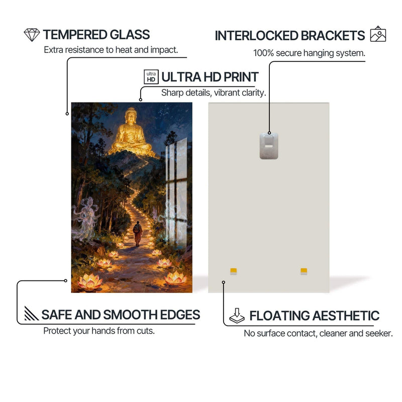 Artronauts Glass Print Light Through Darkness- Buddhism Tempered Glass Wall Art