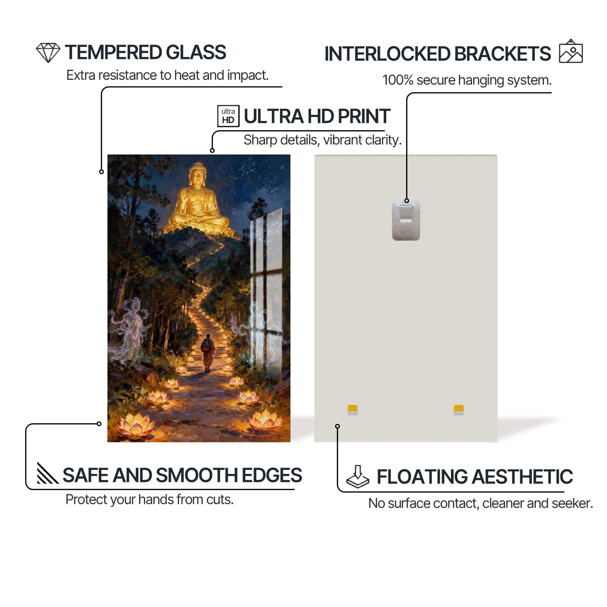 Artronauts Glass Print Light Through Darkness- Buddhism Tempered Glass Wall Art