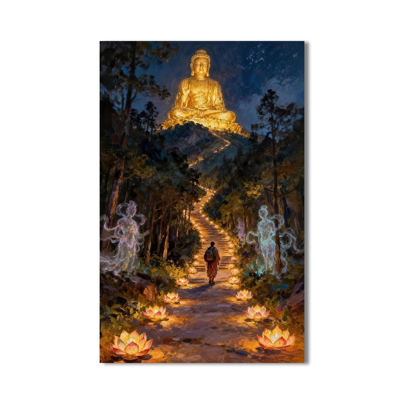 Artronauts Glass Print Light Through Darkness- Buddhism Tempered Glass Wall Art