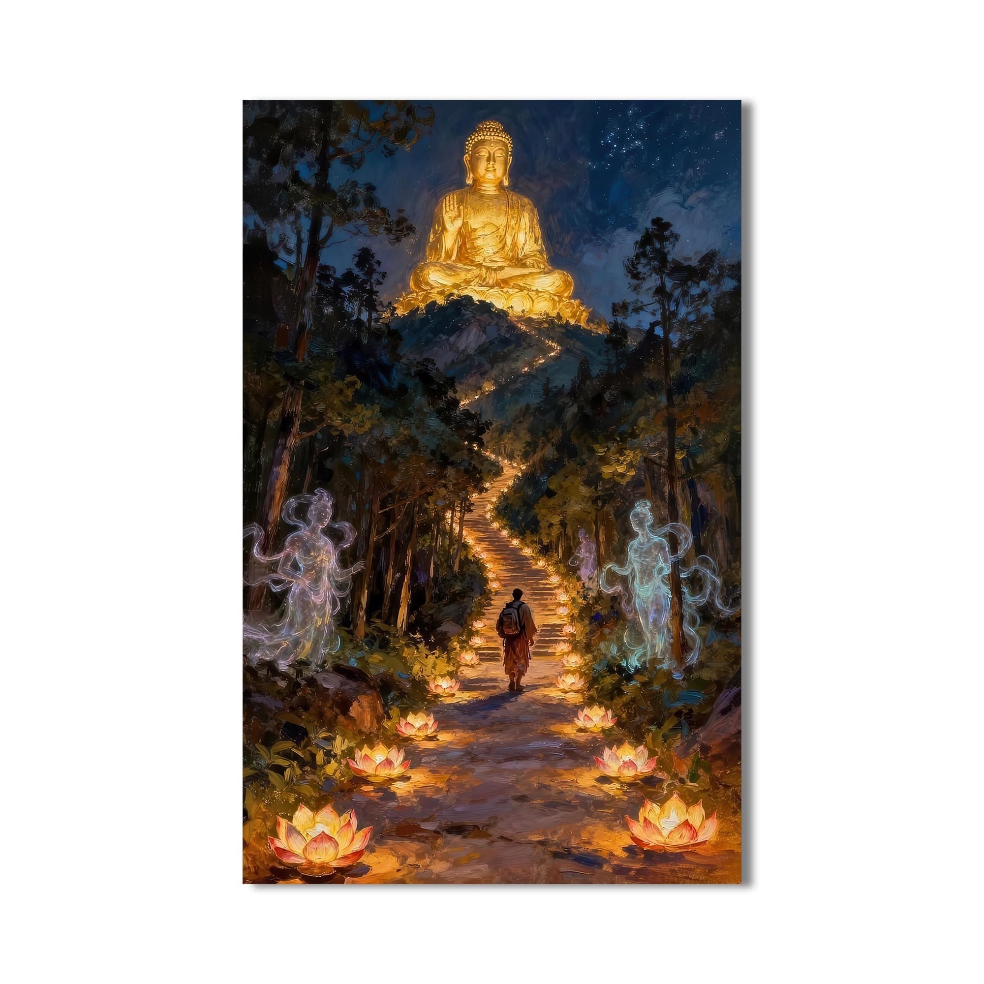 Artronauts Glass Print Light Through Darkness- Buddhism Tempered Glass Wall Art