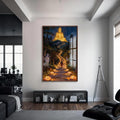 Artronauts Glass Print S | 72x46 cm | 28.3"x18.1" / Walnut Light Through Darkness- Buddhism Tempered Glass Wall Art