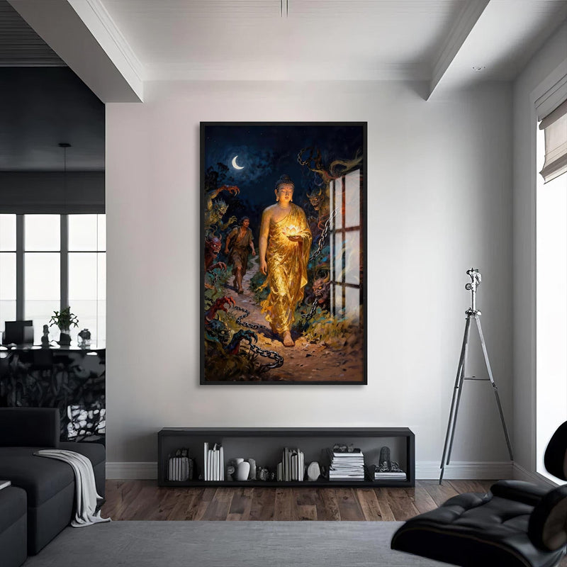Artronauts Glass Print S | 72x46 cm | 28.3"x18.1" / Black Lotus Within- Buddhism Tempered Glass Wall Art