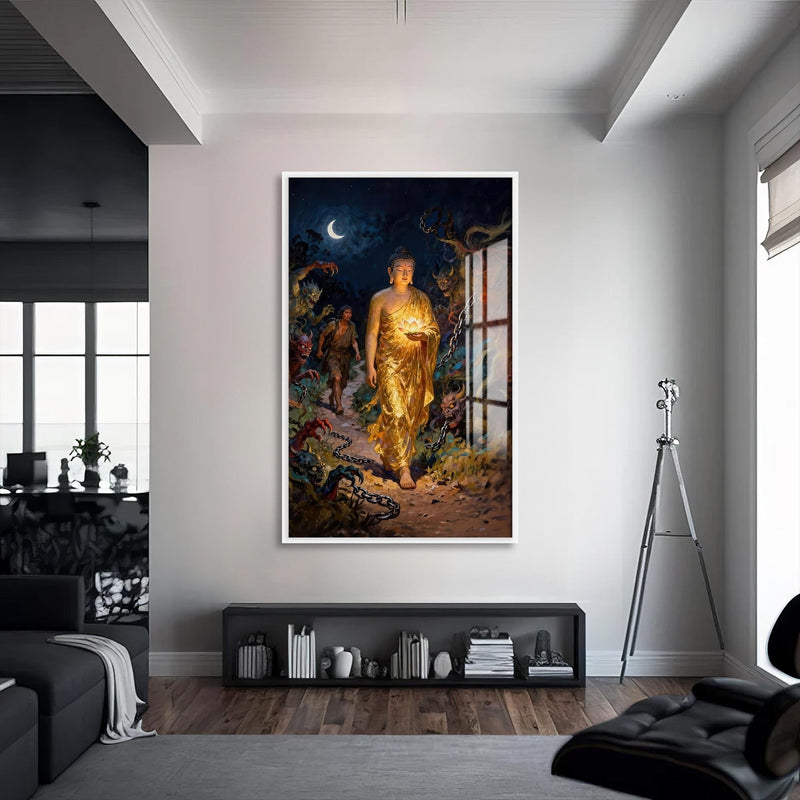 Artronauts Glass Print S | 72x46 cm | 28.3"x18.1" / White Lotus Within- Buddhism Tempered Glass Wall Art