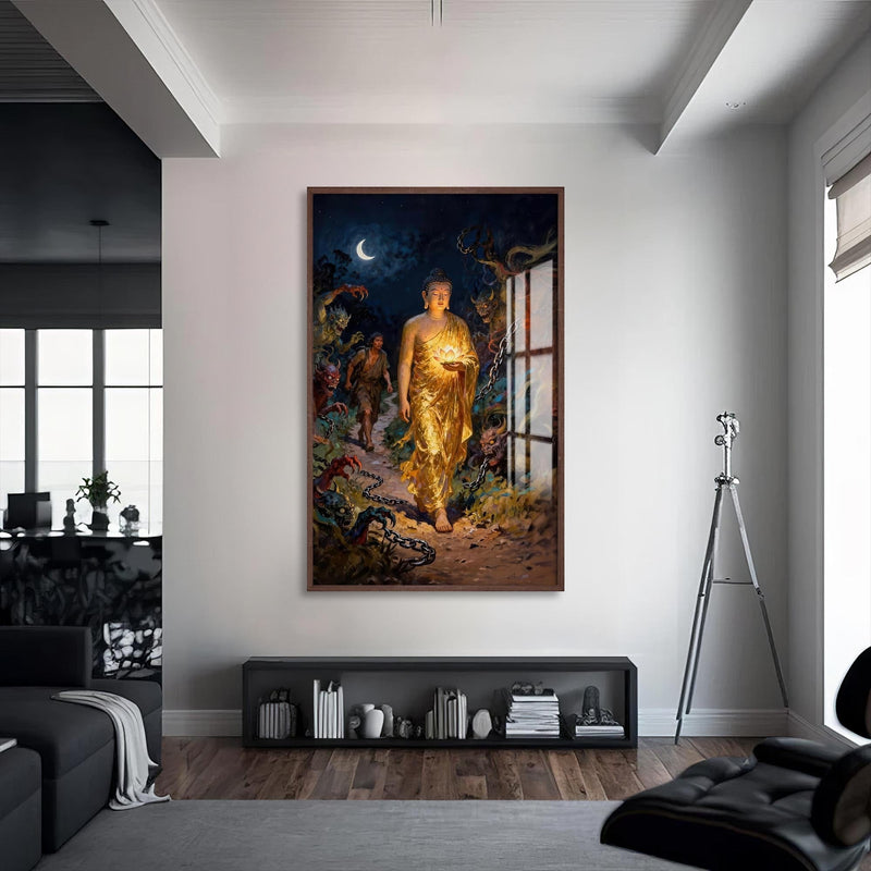 Artronauts Glass Print S | 72x46 cm | 28.3"x18.1" / Walnut Lotus Within- Buddhism Tempered Glass Wall Art