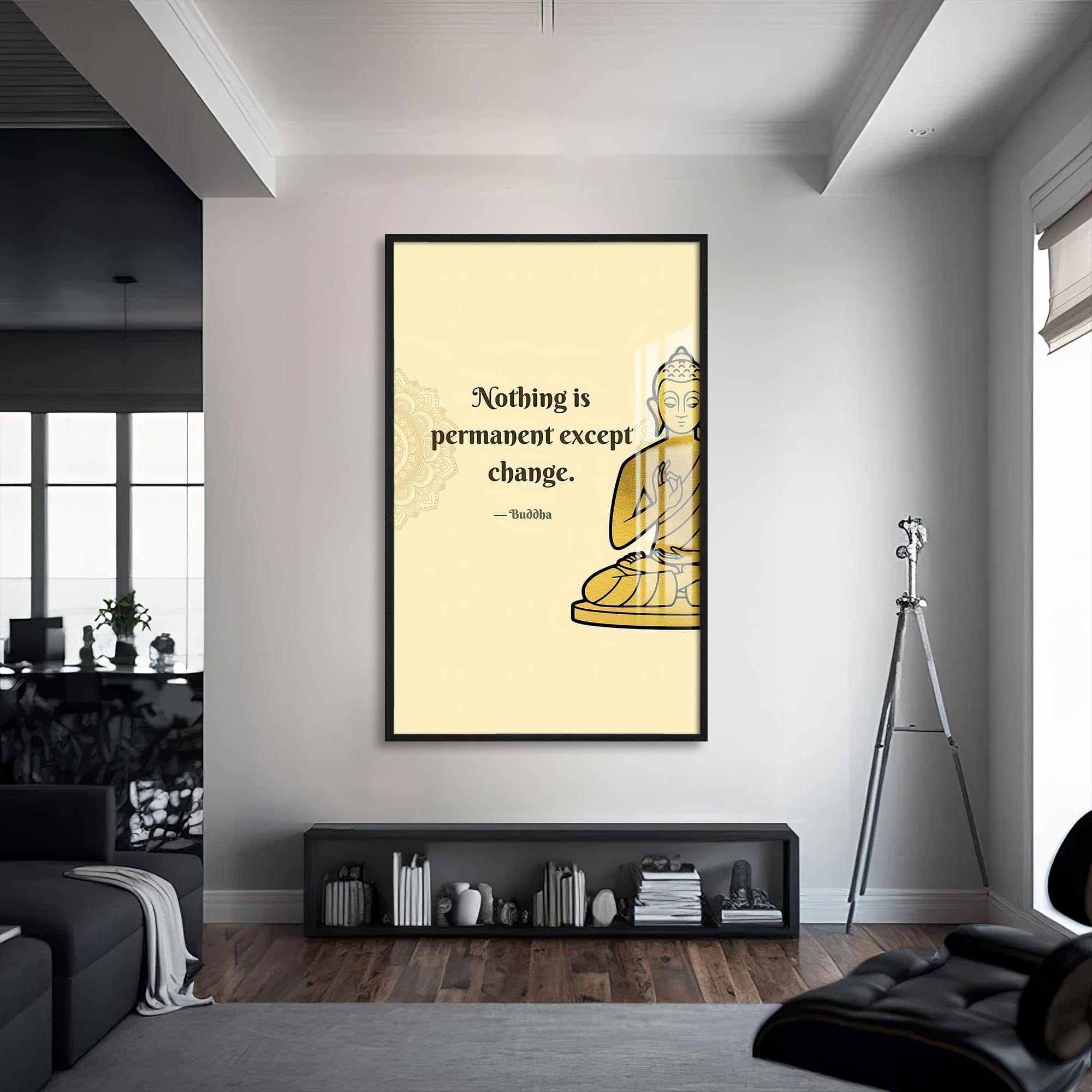 Artronauts Glass Print S | 72x46 cm | 28.3"x18.1" / Black Impermanence- Buddhism Tempered Glass Wall Art