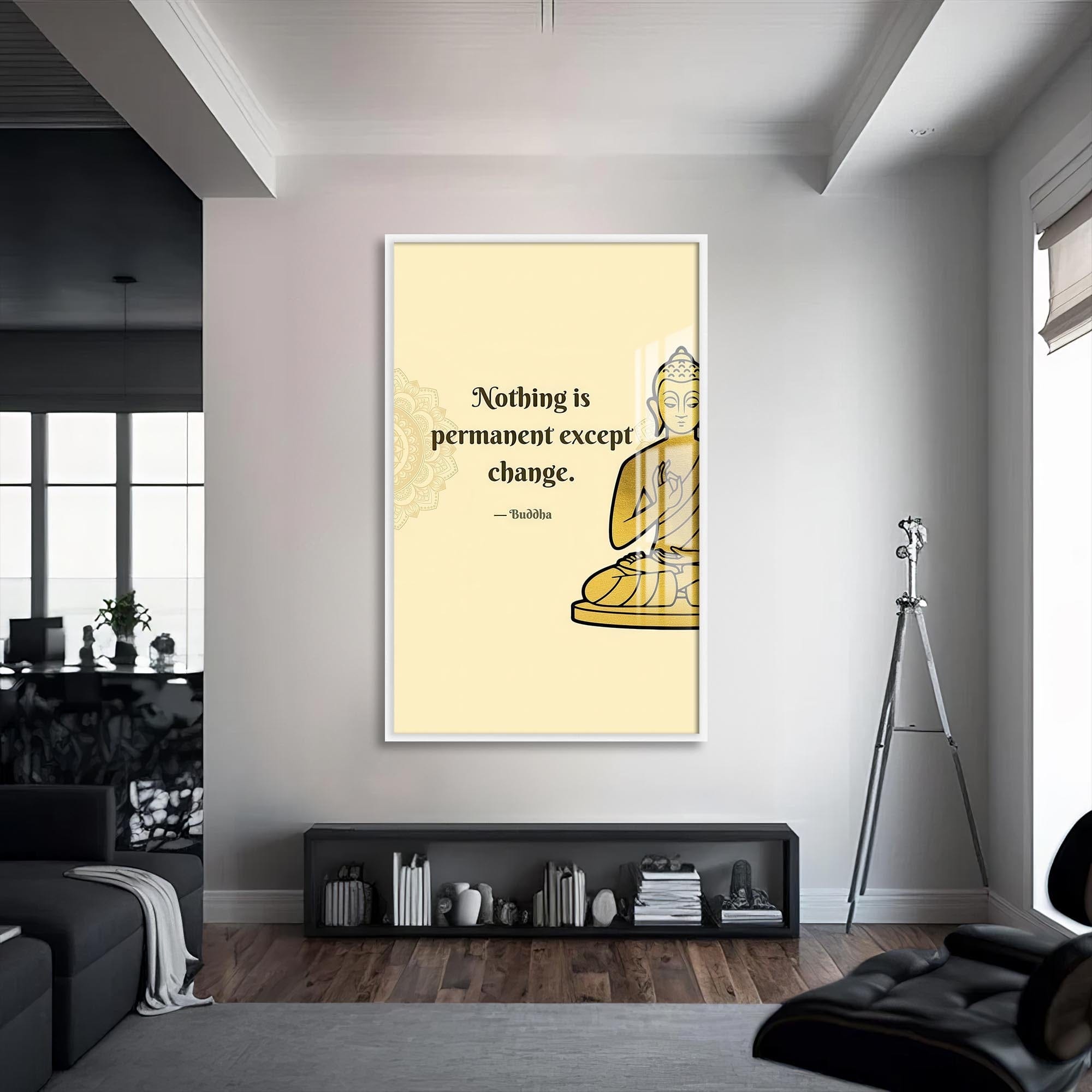 Artronauts Glass Print S | 72x46 cm | 28.3"x18.1" / White Impermanence- Buddhism Tempered Glass Wall Art