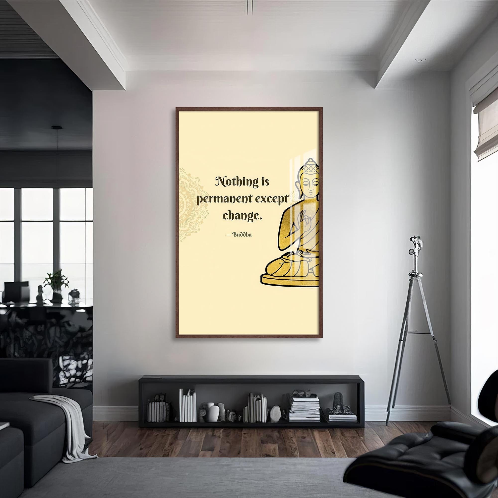 Artronauts Glass Print S | 72x46 cm | 28.3"x18.1" / Walnut Impermanence- Buddhism Tempered Glass Wall Art